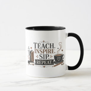 Taza de café para maestros Enseñar Inspirar Beber