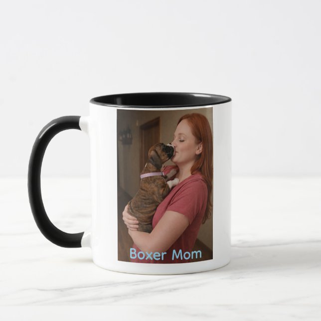 Taza de café para mamá Boxer con adorable cachorro (Izquierda)