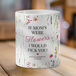Taza de café para mamá con flores de acuarela