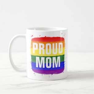 Taza de café para mamá orgullosa con bandera LGBTQ