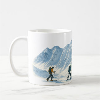 Taza de café para montañistas de esquí