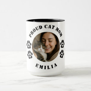 Taza de café para orgullosa mamá de gato con foto