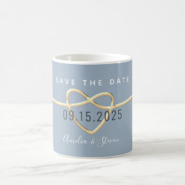 Taza de café para salvar la fecha de la boda azul 