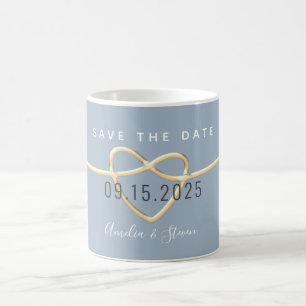Taza de café para salvar la fecha de la boda azul