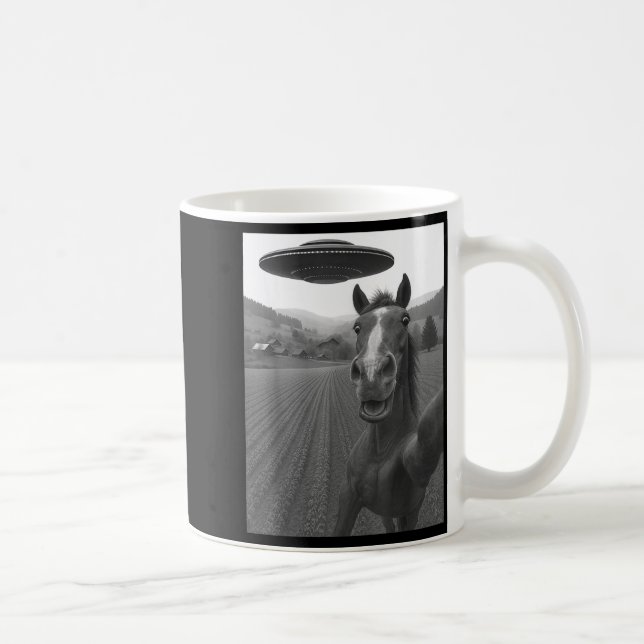 Taza De Café Para Selfie De Caballo Alien Ufo (Derecha)