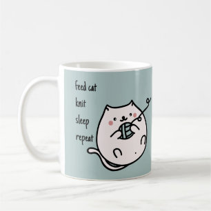Taza de café para tejer gato