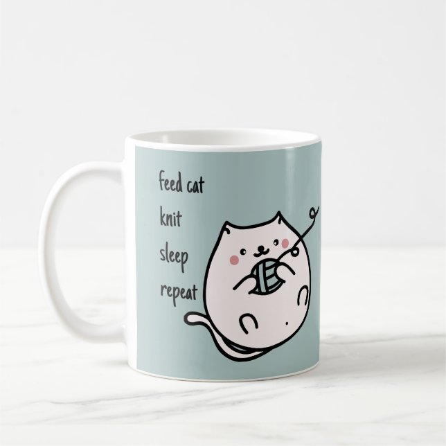 Taza de café para tejer y alimentar al gato (Izquierda)