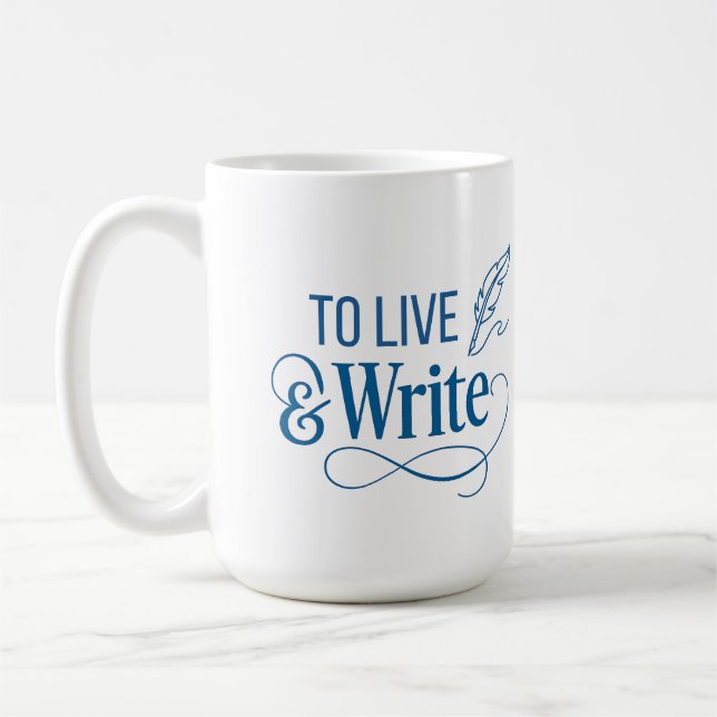 Taza de café para vivir y escribir - 15oz (Izquierda)