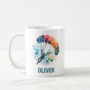 Taza De Café Paracaídas Personalizado Acuarela Colorida