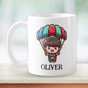 Taza De Café Paracaidista adorable con paracaídas colorido