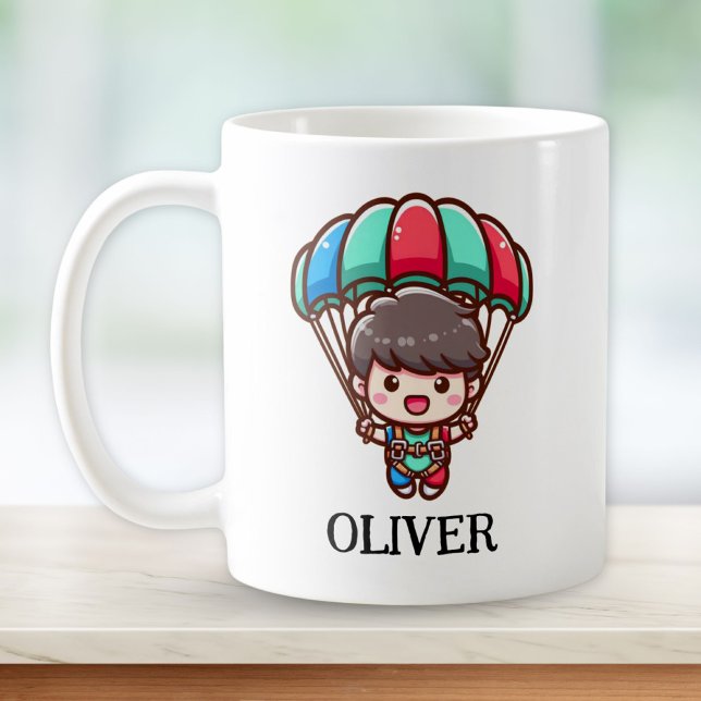 Taza De Café Paracaidista lindo con paracaídas colorido (Subido por el creador)