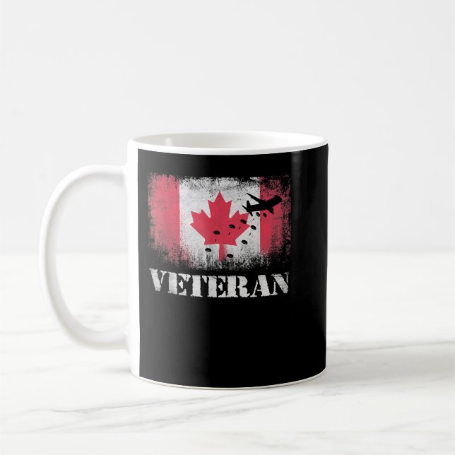 Taza De Café Paracaidista Veterano Canadá Bandera Aérea (Izquierda)