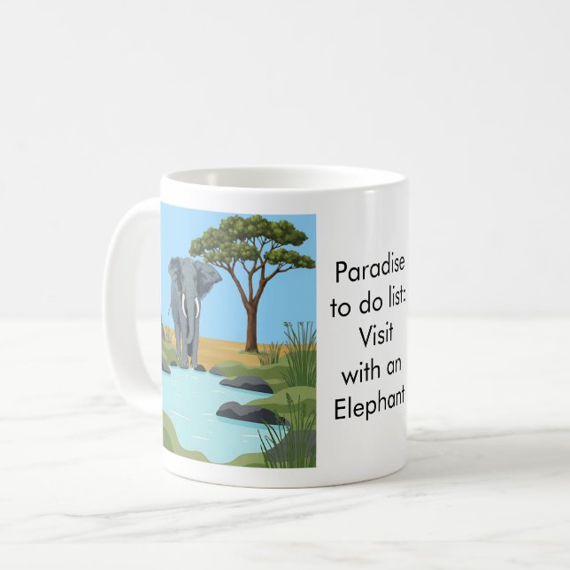 Taza De Café Paradise to do list: Elephant (Anverso izquierdo)