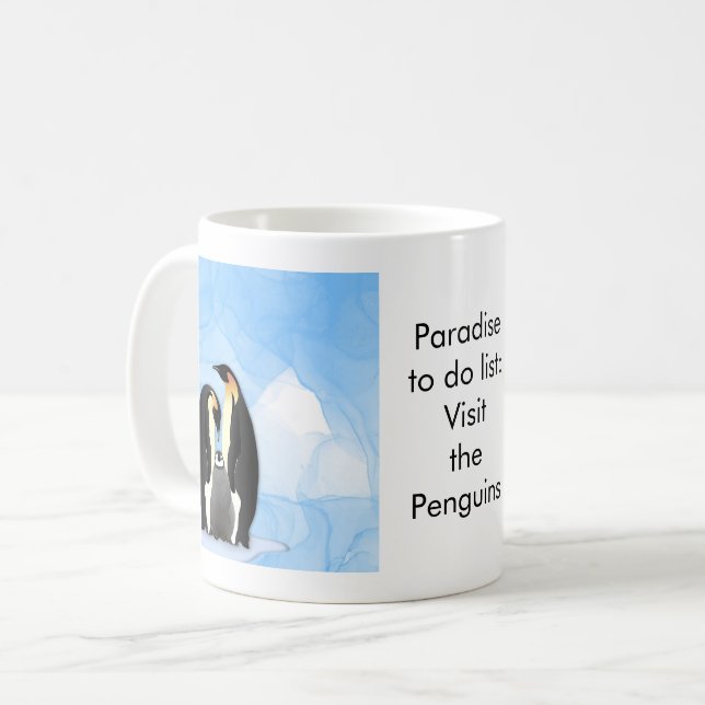Taza De Café Paradise to do list: Penguins (Anverso izquierdo)
