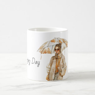 Taza De Café Paraguas femenino para día lluvioso