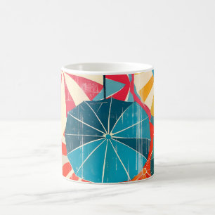 Taza De Café Paraguas Retro Día Lluvioso Pop Art