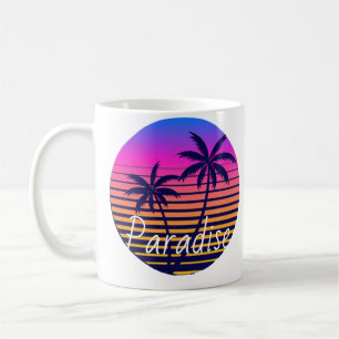 Taza De Café Paraíso de la puesta de sol retro