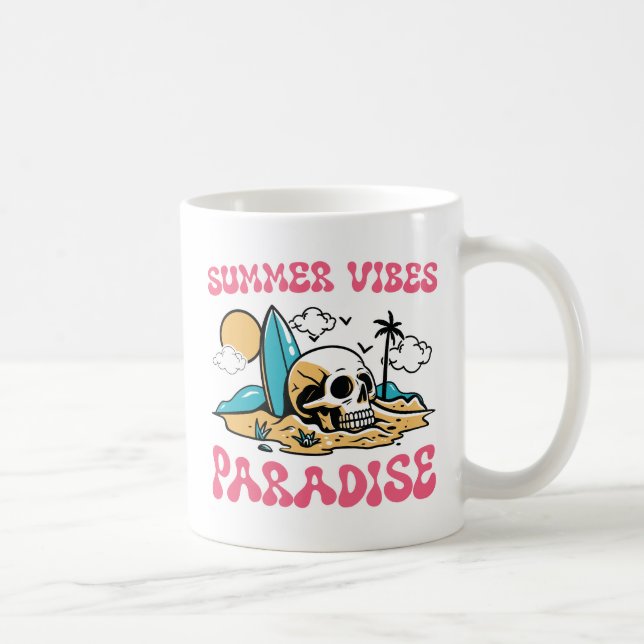 Taza De Café Paraíso de las vibraciones de verano - Calavera (Derecha)