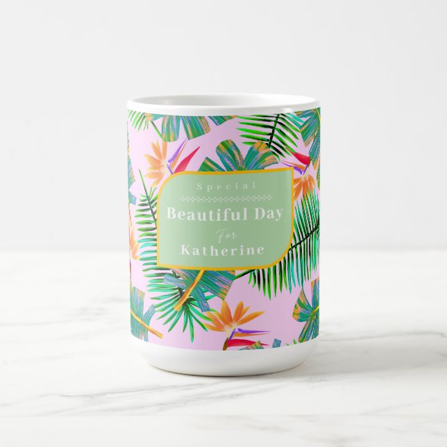 Taza De Café Paraíso de Palm Pink (Centro)