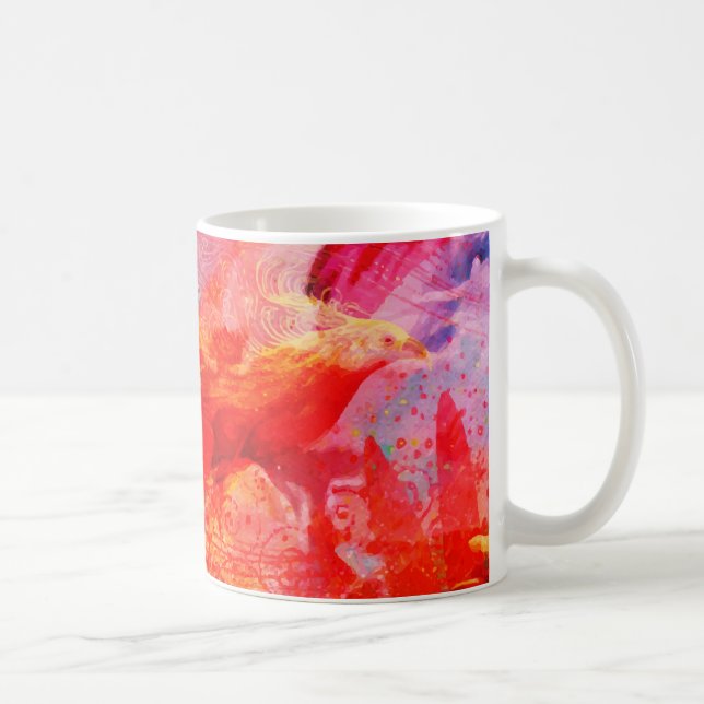 Taza De Café Paraíso Floral Bird Phoenix Rising Flame Art (Derecha)