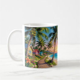 Taza De Café Paraíso Tropical Cabaña Costera junto al Mar Océan