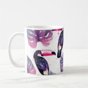 Taza De Café Paraíso tropical con loros acuáticos y palmeras