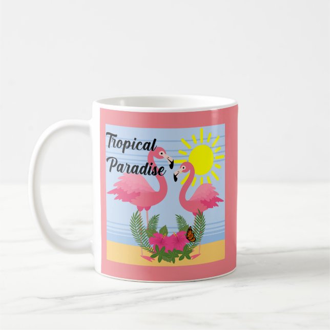 Taza De Café Paraíso tropical Flamingo rosa - Mug clásico (Izquierda)