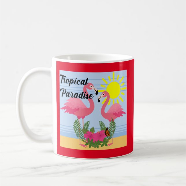 Taza De Café Paraíso tropical Flamingo rosa - Mug clásico (Izquierda)