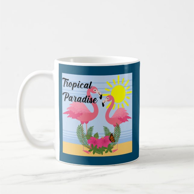 Taza De Café Paraíso tropical Flamingo rosa - Mug clásico (Izquierda)