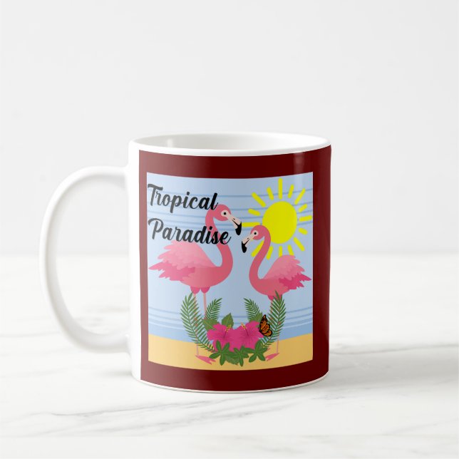 Taza De Café Paraíso tropical Flamingo rosa - Mug clásico (Izquierda)
