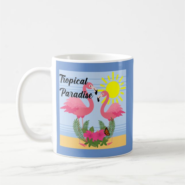 Taza De Café Paraíso tropical Flamingo rosa - Mug clásico (Izquierda)
