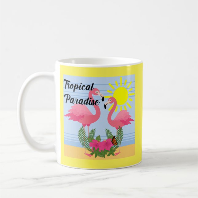 Taza De Café Paraíso tropical Flamingo rosa - Mug clásico (Izquierda)