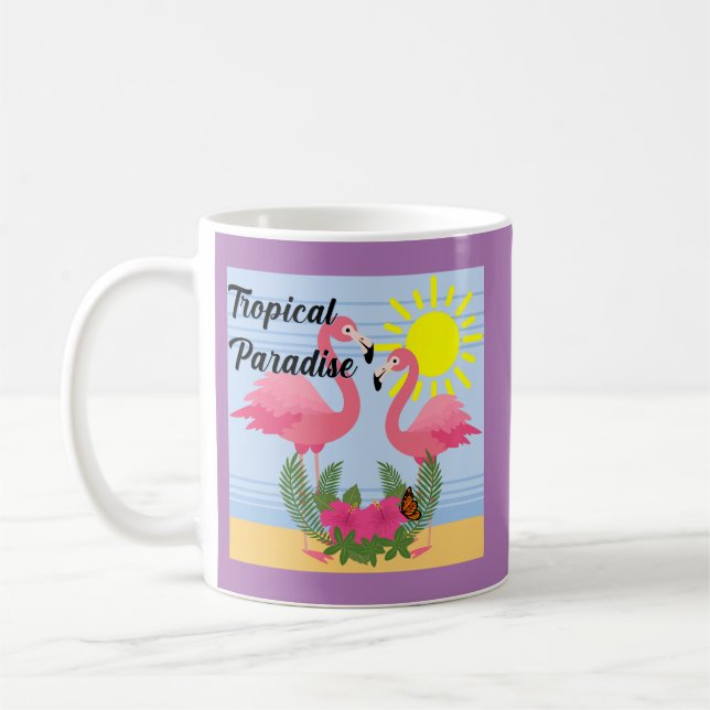 Taza De Café Paraíso tropical Flamingo rosa - Mug clásico (Izquierda)