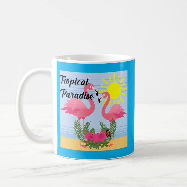 Taza De Café Paraíso tropical Flamingo rosa - Mug clásico (Izquierda)