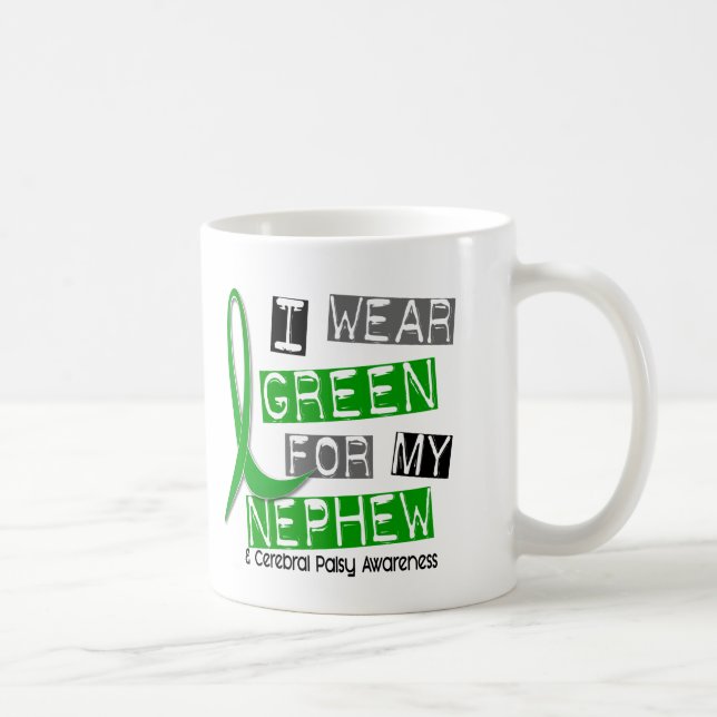 Taza De Café Parálisis cerebral llevo el verde para mi sobrino (Derecha)