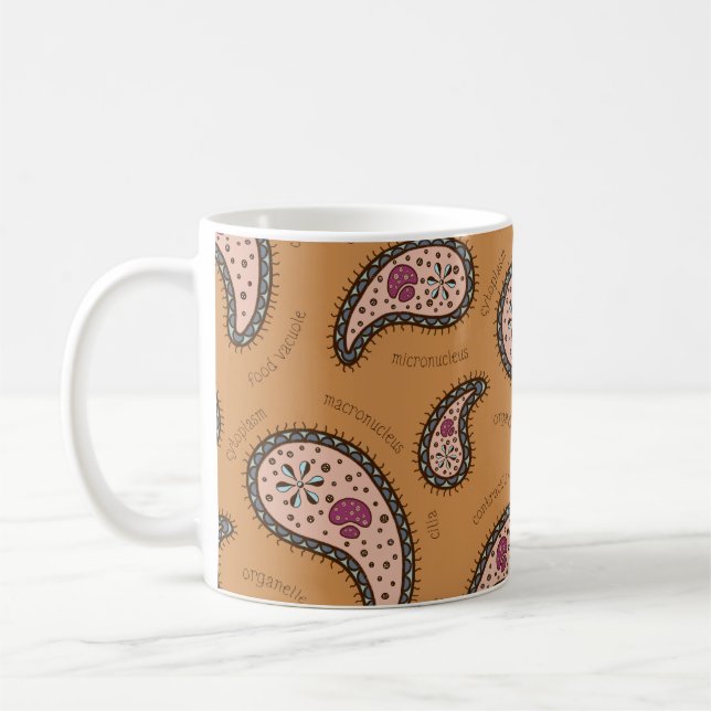 Taza De Café Paramecia Paisley Biología Ciencia Latte Brown (Izquierda)