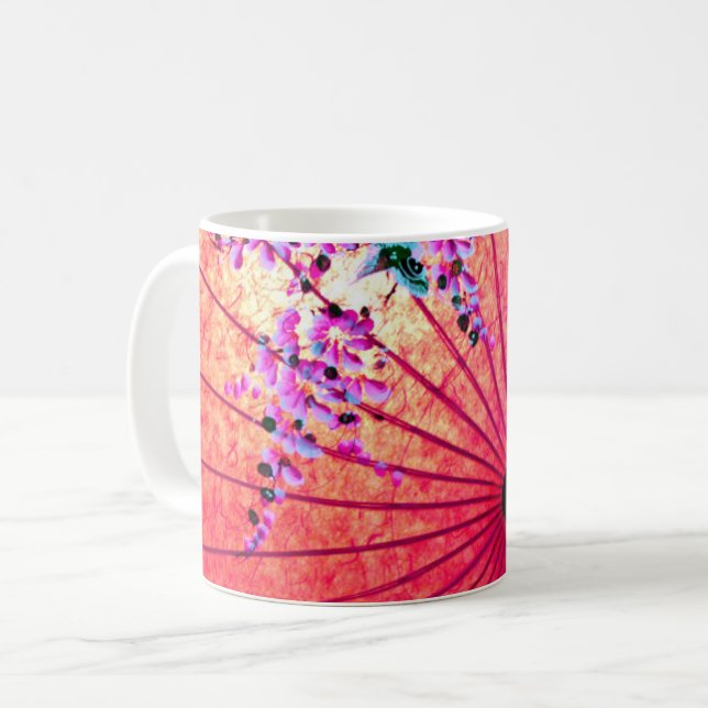 Taza De Café Parasol rosa floral de Japón (Anverso izquierdo)