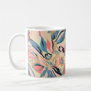 Taza De Café Parche abstracto: crema floral geométrica.