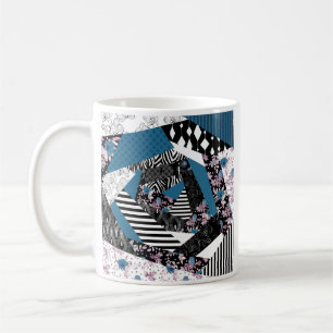 Taza De Café Parche azul, popular, parche, folclórico, rústico,