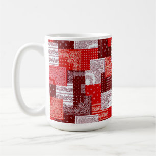 Taza De Café Parche de bandana roja de patchwork de paisley pat
