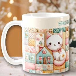 Taza De Café Parche de colcha de gato lindo con nombre personal