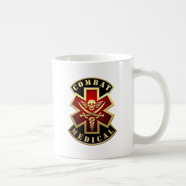 Taza De Café Parche de la cruz de espadas y calaveras médicas d