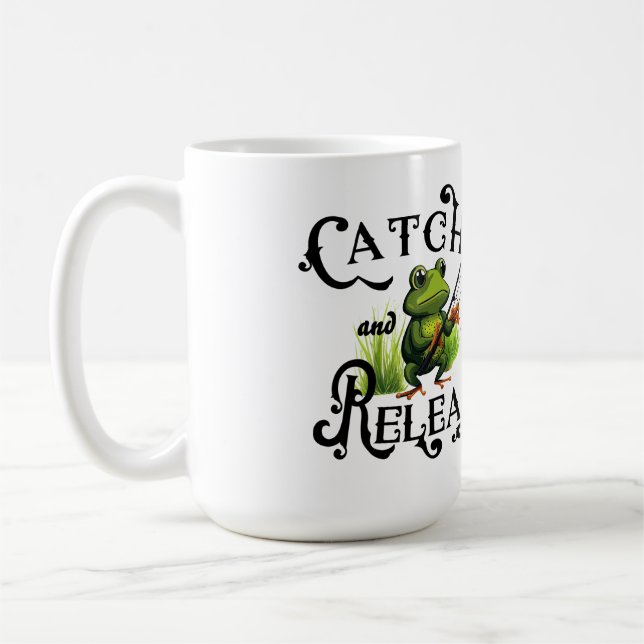Taza De Café Parche De La Rana De Pesca De Captura Y Liberación (Izquierda)