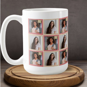 Taza De Café Parche de Mejores Amigas Rosa Cuadrados de Dos Fot