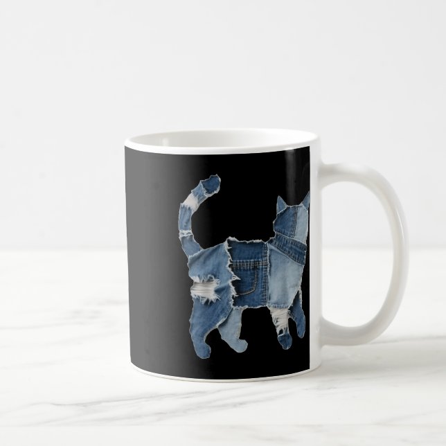 Taza De Café Parche de mezclilla divertido retro impresión de g (Derecha)