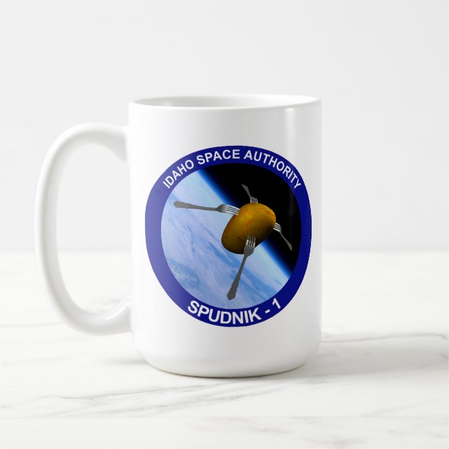 Taza De Café Parche de misión de satélite Idaho Spudnik (Izquierda)