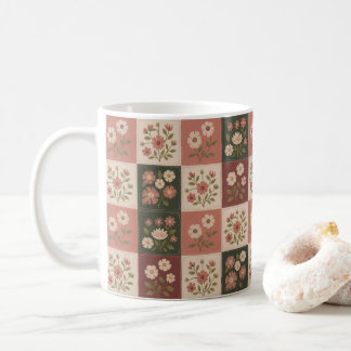Taza De Café Parche Floral Rústico Sin Costuras