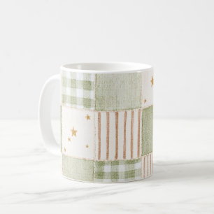 Taza De Café Parches de rayas de estrellas verdes menta doradas