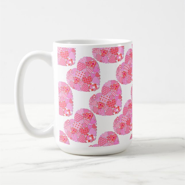 Taza De Café Parchwork Hearts White Coffee Mug (Izquierda)