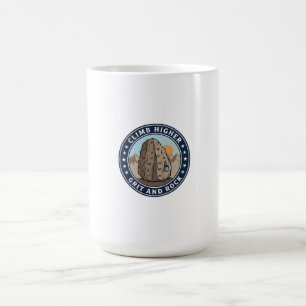 Taza De Café Pared de Escalada Climb Higher & Insignia de Puest